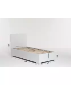 Letto singolo 'hi box' bianco con rete, contenitore e piedini 90x190 cm